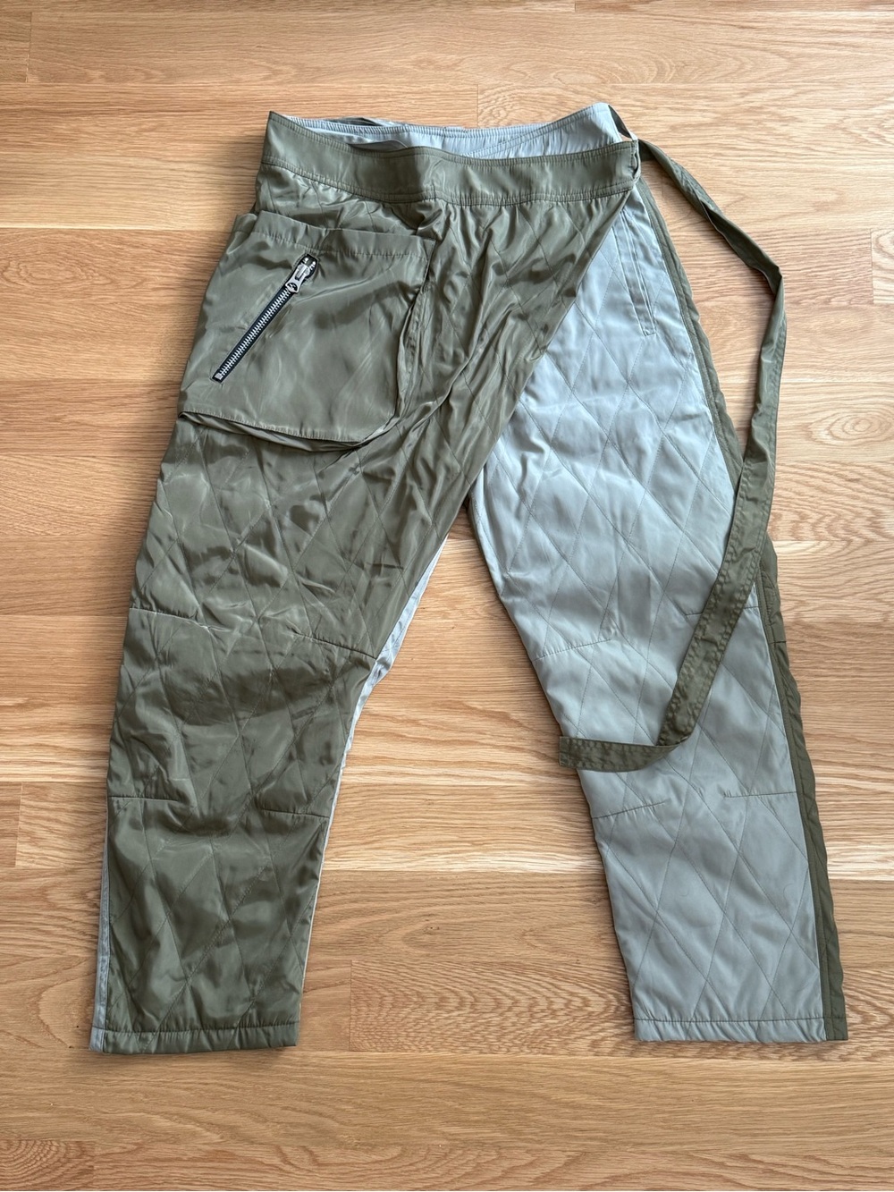 Fried Rice NYC Unisex Quilted Two-Tone Olive/Gray Utility Pants